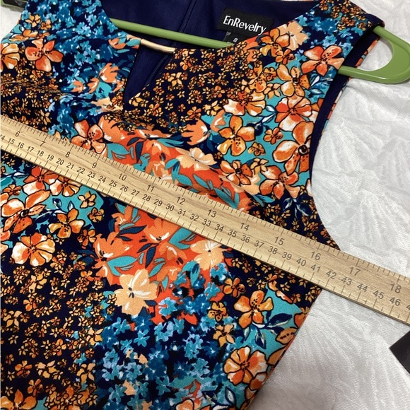 NWT EnRevelry Blue and Brown Floral Midi Dress. - Picture 7 of 9
